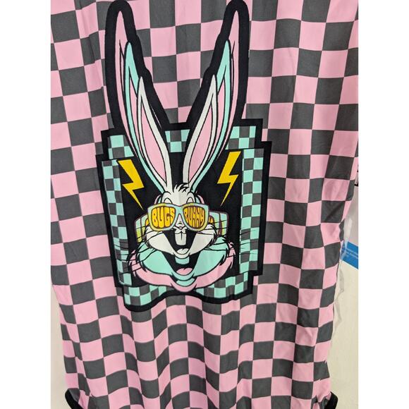 Looney Tunes Large Body Suit Pink Black Checkered Bugs Bunny Bodysuit - Picture 2 of 5